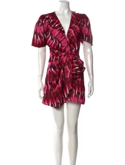 Pre-owned Misa Printed Mini Dress In Pink