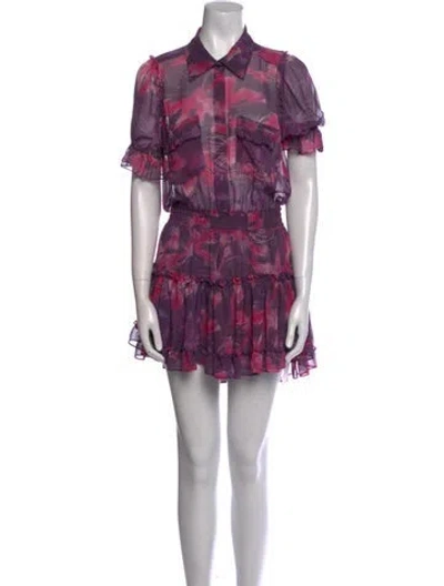 Pre-owned Misa Printed Mini Dress In Purple