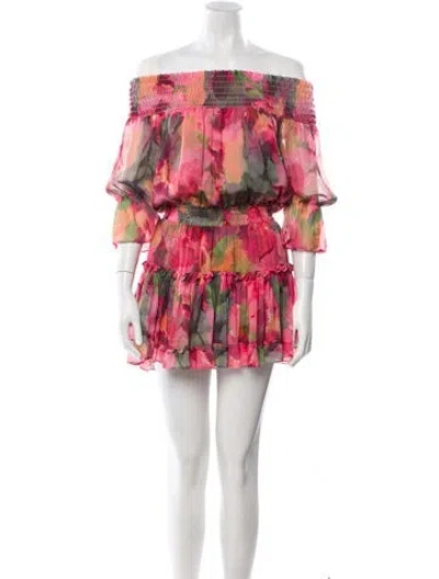 Pre-owned Misa Printed Mini Dress In Purple