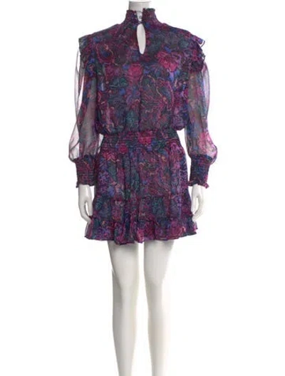 Pre-owned Misa Printed Mini Dress In Purple