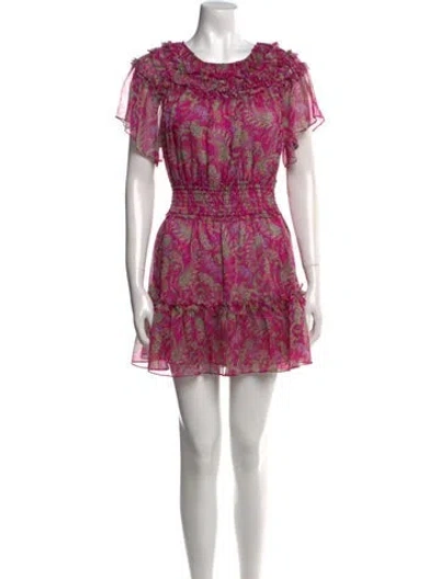 Pre-owned Misa Printed Mini Dress In Purple
