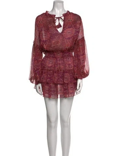 Pre-owned Misa Printed Mini Dress In Purple