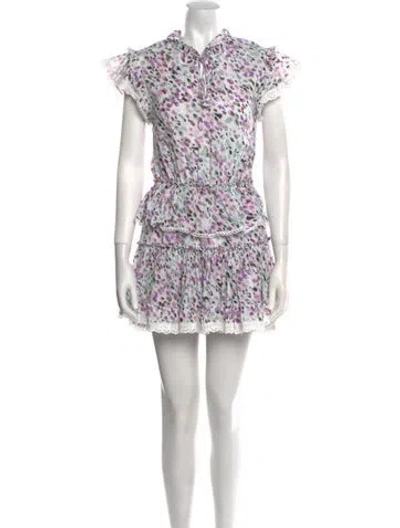 Pre-owned Misa Printed Mini Dress In Purple