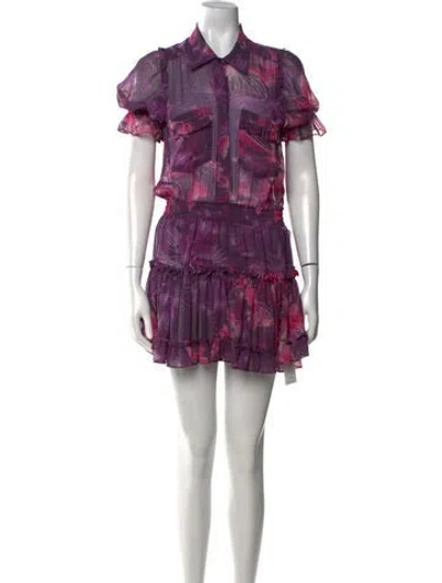 Pre-owned Misa Printed Mini Dress In Purple