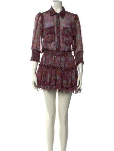 Pre-owned Misa Printed Mini Dress In Purple