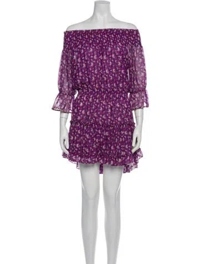 Pre-owned Misa Printed Mini Dress In Purple
