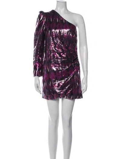 Pre-owned Misa Printed Mini Dress In Purple