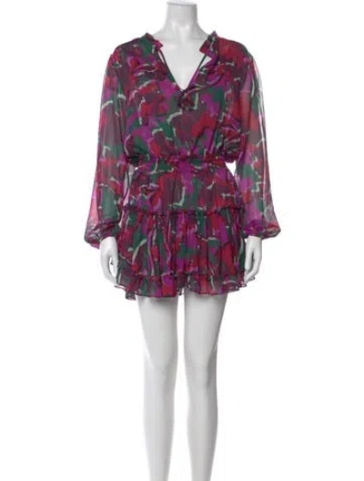 Pre-owned Misa Printed Mini Dress In Purple