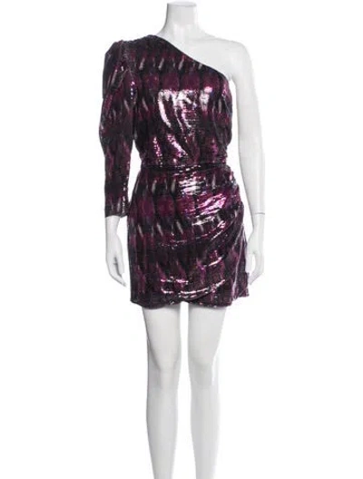 Pre-owned Misa Printed Mini Dress In Purple