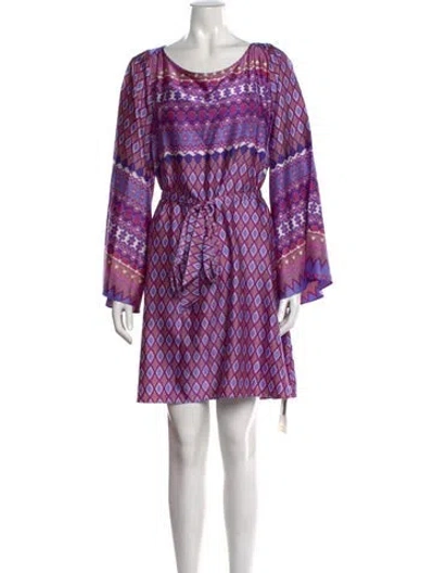 Pre-owned Misa Printed Mini Dress In Purple