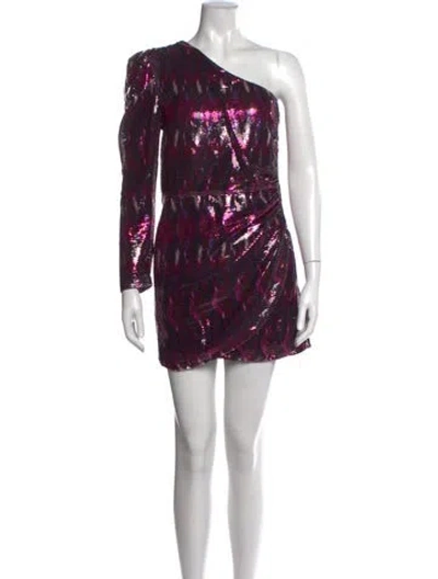 Pre-owned Misa Printed Mini Dress In Purple