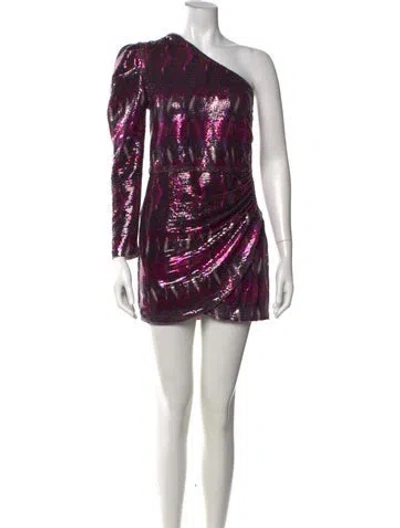 Pre-owned Misa Printed Mini Dress In Purple