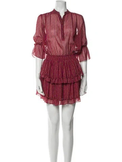 Pre-owned Misa Printed Mini Dress In Red