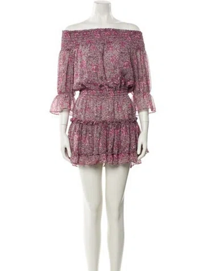 Pre-owned Misa Printed Mini Dress In Red