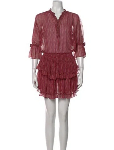 Pre-owned Misa Printed Mini Dress In Red