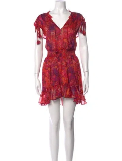 Pre-owned Misa Printed Mini Dress In Red