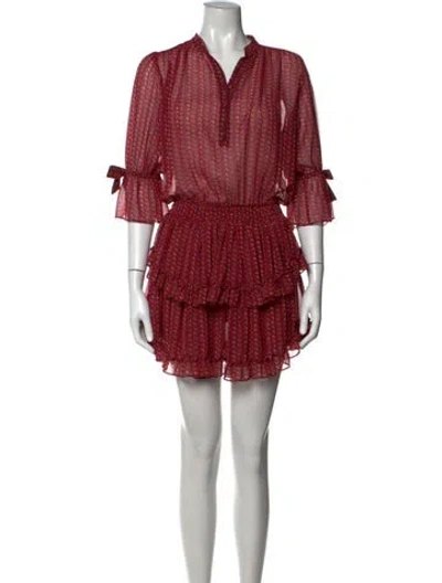 Pre-owned Misa Printed Mini Dress In Red