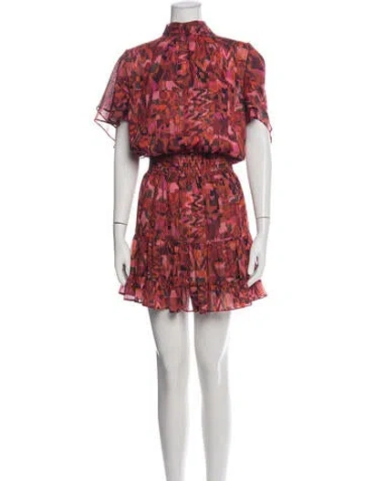 Pre-owned Misa Printed Mini Dress In Red