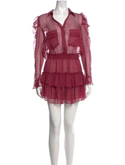 Pre-owned Misa Printed Mini Dress W/ Tags In Black/pink