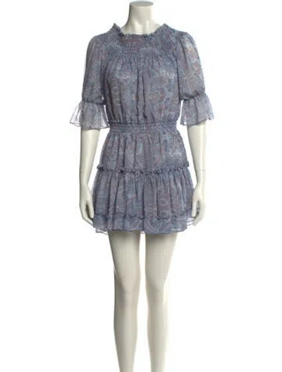 Pre-owned Misa Printed Mini Dress W/ Tags In Blue