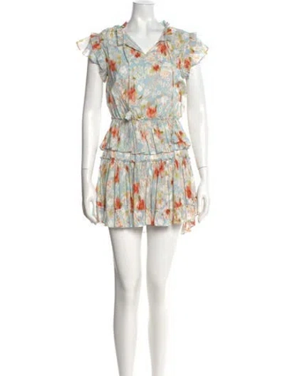 Pre-owned Misa Printed Mini Dress W/ Tags In Blue