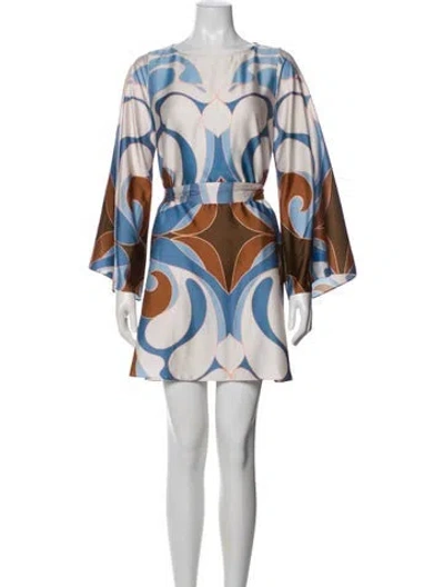 Pre-owned Misa Printed Mini Dress W/ Tags In Blue