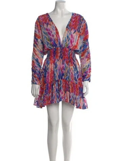 Pre-owned Misa Printed Mini Dress W/ Tags In Blue