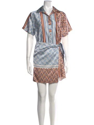 Pre-owned Misa Printed Mini Dress W/ Tags In Blue