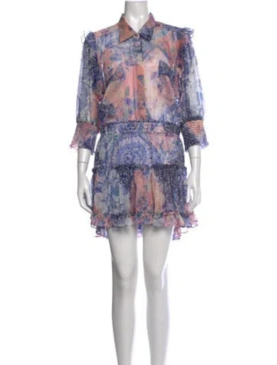 Pre-owned Misa Printed Mini Dress W/ Tags In Blue