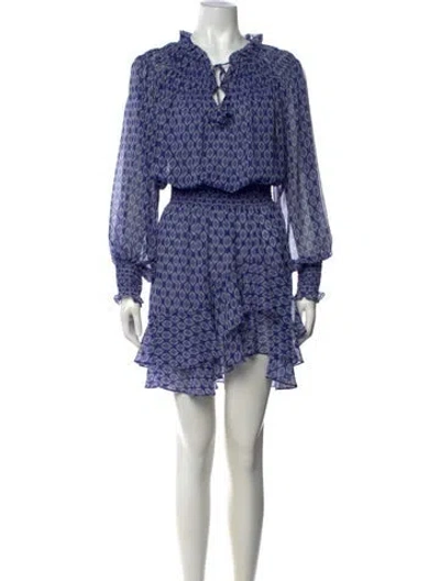 Pre-owned Misa Printed Mini Dress W/ Tags In Blue