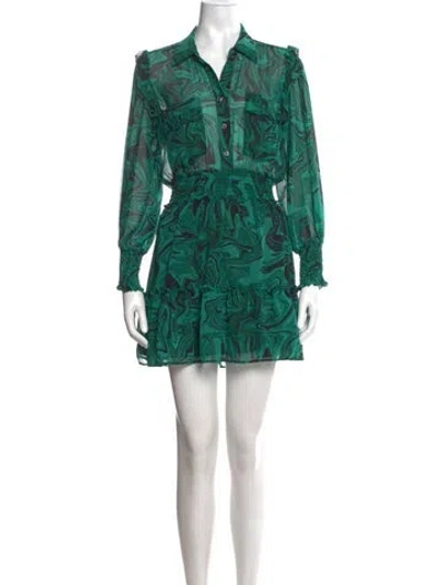 Pre-owned Misa Printed Mini Dress W/ Tags In Green