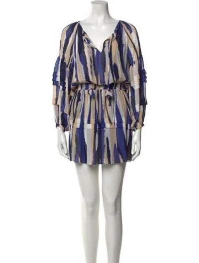 Pre-owned Misa Printed Mini Dress W/ Tags In Neutral