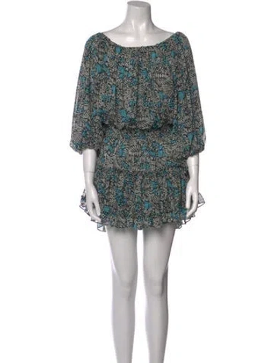 Pre-owned Misa Printed Mini Dress In White