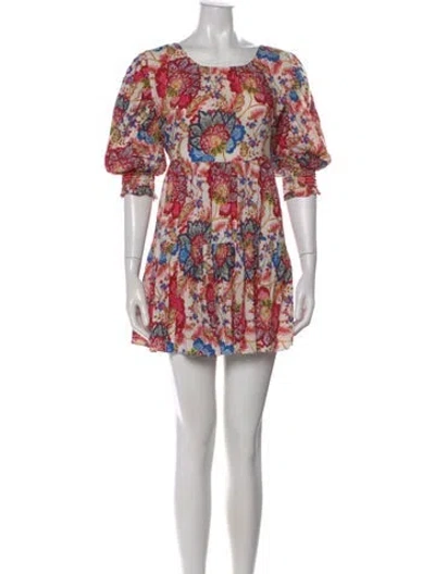 Pre-owned Misa Printed Mini Dress In White