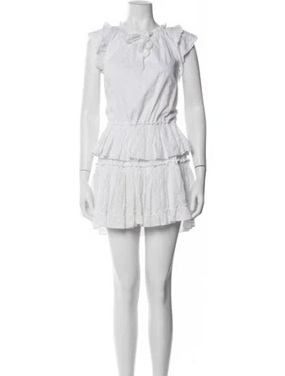 Pre-owned Misa Printed Mini Dress In White