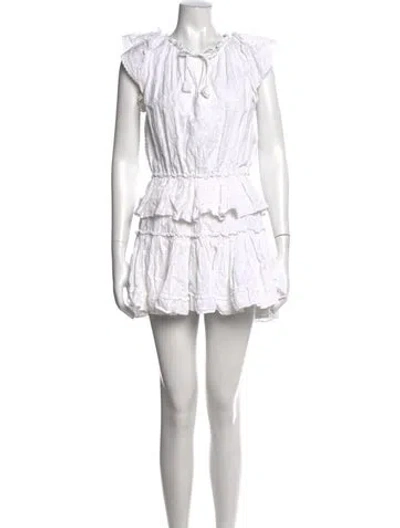 Pre-owned Misa Printed Mini Dress In White