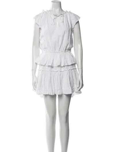 Pre-owned Misa Printed Mini Dress In White