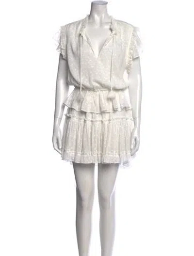 Pre-owned Misa Printed Mini Dress In White