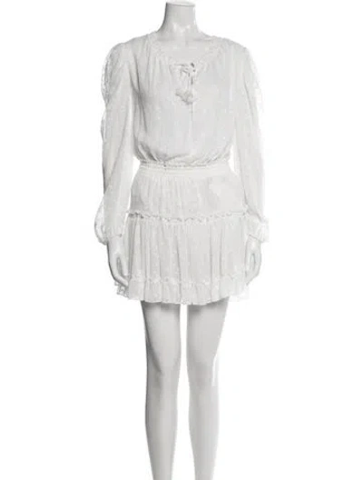 Pre-owned Misa Printed Mini Dress In White