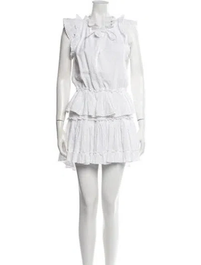 Pre-owned Misa Printed Mini Dress In White