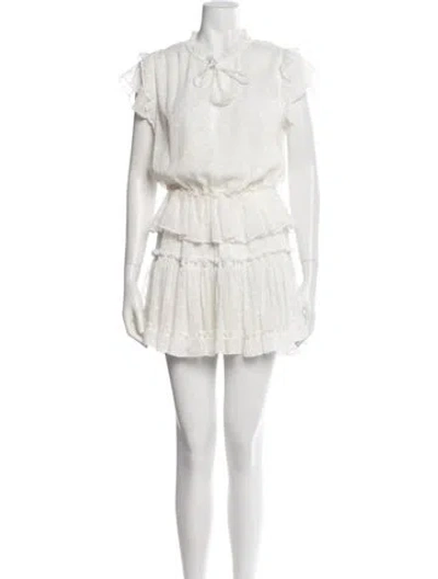 Pre-owned Misa Printed Mini Dress In White