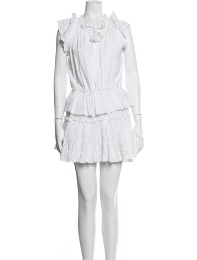 Pre-owned Misa Printed Mini Dress In White