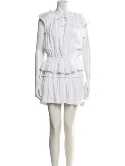 Pre-owned Misa Printed Mini Dress In White