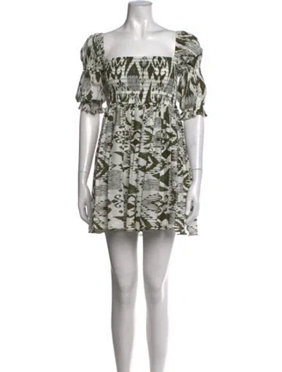 Pre-owned Misa Printed Mini Dress In White