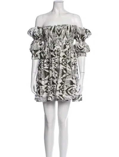 Pre-owned Misa Printed Mini Dress In White