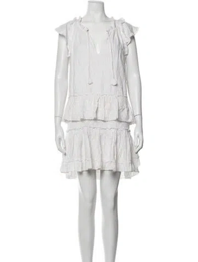 Pre-owned Misa Printed Mini Dress In White