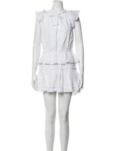 Pre-owned Misa Printed Mini Dress In White