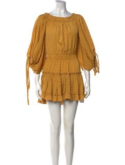 Pre-owned Misa Printed Mini Dress In Yellow