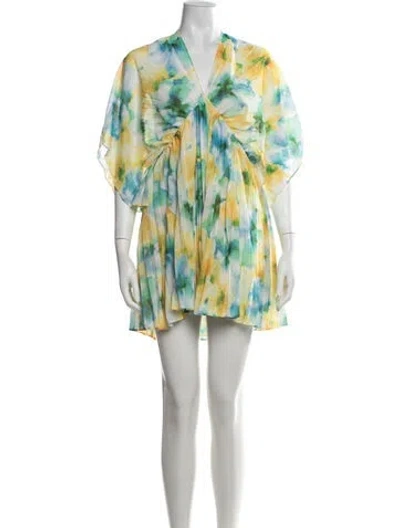 Pre-owned Misa Printed Mini Dress In Yellow