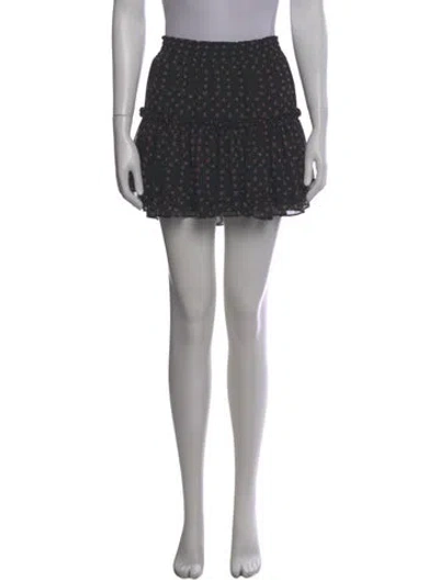 Pre-owned Misa Printed Mini Skirt In Black
